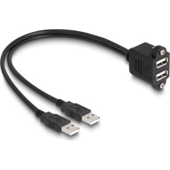 Delock 2db USB-A 2.0 -> 2db USB-A 2.0 M/F adatkábel 1m fekete beépíthető