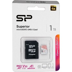 Silicon Power 1024GB Superior UHS-1 Class10 U3 V30 A1 vízálló ütésálló microSDXC memóriakártya BOX fehér