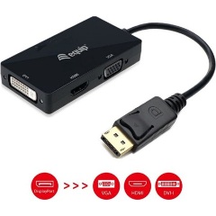 Equip DisplayPort -> 1db VGA 1db HDMI 1db DVI-D M/F adapter 0.15m fekete