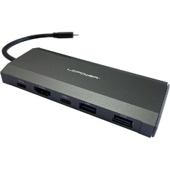 LC-Power LC-HUB-C-MULTI-7-M2 5-port SATA3 M.2 M.2 NVME SSD külső ház 100W USB-C dokkoló fekete