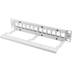 NET Lanberg Üres patch panel 12 port 1U 10" tehermentesítővel, szürke