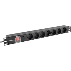 NET 19" PDU/elosztósor 1U 10A 2m 7x Schuko aljzat, fekete C14