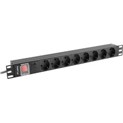 NET 19" PDU/elosztósor 1U 16A 2m 8x Schuko aljzat, fekete