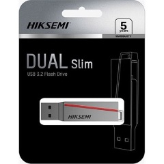 Hikvision 64GB HIKSEMI Dual Slim USB-A 3.2 Gen 1 / USB-C pendrive BOX ezüst