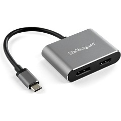 StarTech Multiport  USB-C / Thunderbolt -> HDMI 2.0 DisplayPort 1.2 M/F adapter 0.15m ezüst