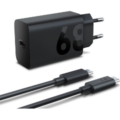 LENOVO hálózati töltő Type-C aljzat (68W, PD gyorstöltő + Type-C kábel) FEKETE (Gigapack csomagolás)