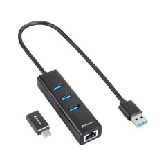 Sharkoon 3-port Aluminium Hub 1Gb/s USB-C hálózati adapter