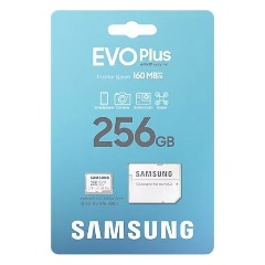 Samsung 256GB EVO Plus (+adapter) UHS-1 Class10 U3 V30 A2 microSDXC memóriakártya BOX fehér