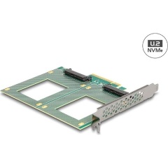Delock PCI Express 4.0 x8 kártya - 2 x belső U.2 NVMe SFF-8639 - elágazás (H x Sz 144 x 122 mm)