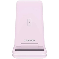Canyon WS-304 3-in-1 15W univerzális vezeték nélküli töltő adapter rózsaszín (Qi) (Iced Pink)