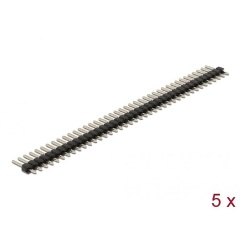 Delock Tűfejléc 40 tűs, 2,54 mm-es osztással, 1 soros, egyenes, 5 db.