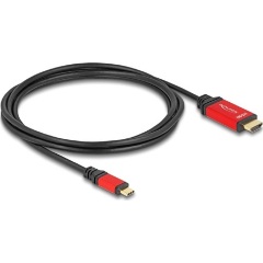 Delock USB-C -> HDMI 2.1 Ethernet M/M video kábel 2m fekete-piros (DP Alt Mode)