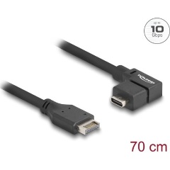 Delock USB-E A Key -> USB-C 3.2 Gen2 M/F adatkábel 0.7m fekete egyenes/90°