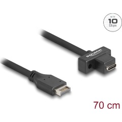 Delock USB-E A Key -> USB-C 3.2 Gen2 M/F adatkábel 0.7m fekete panel-mount