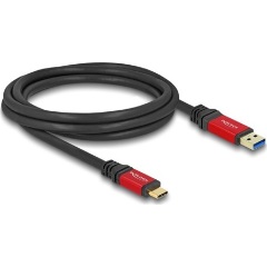 Delock USB-C 3.2 Gen2 -> USB-A 3.2 Gen 2 M/M adatkábel 2m fekete-piros