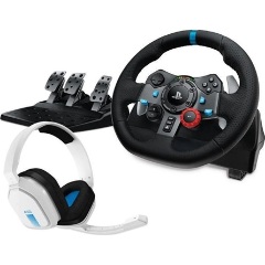 Logitech G92 Driving Force Racing Wheel USB-A kormány játékvezérlő + headset fekete-fehér (ASTRO A10)