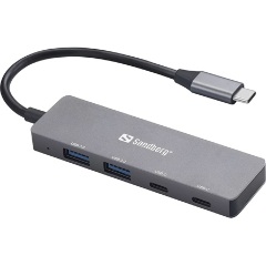 Sandberg 136-50 4-portos USB-C hub szürke (ASW3410)