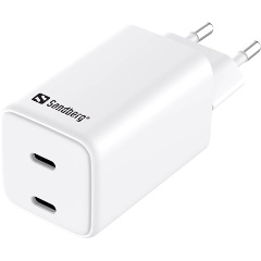 Sandberg PD65W Dual 65W univerzális hálózati töltő adapter fehér (GaN III)