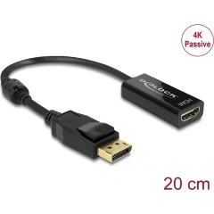 Delock Displayport 1.2 -> HDMI M/F adapter 0.2m 4K passzív fekete Delock Displayport 1.2 -> HDMI M/F adapter 0.2m 4K passzív fekete