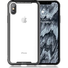 iPhone XS Max 6.5 ROAR GLASS AIRFRAME szilikon telefonvédő ütésállóság, üveg hátlap, FEKETE