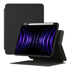 IPAD Air 13 (2024) BASEUS MINIMALIST tok álló, bőr hatású aktív FLIP, ceruza tartó, FEKETE
