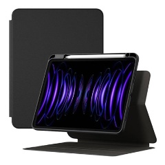 IPAD Pro 11 (2022) BASEUS MINIMALIST tok álló, bőr hatású aktív FLIP, ceruza tartó, FEKETE