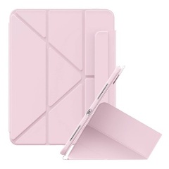 IPAD Air 11 (2024) BASEUS MINIMALIST tok álló, bőr hatású aktív FLIP, ceruza tartó, RÓZSASZÍN