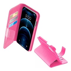 iPhone 12 Pro Max CELLULARLINE BOOK AGENDA tok álló, bőr hatású FLIP, RFID, RÓZSASZÍN