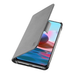 Redmi Note 10 5G CELLULARLINE BOOK tok álló, bőr hatású FLIP, kártyazseb, FEKETE