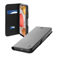 Samsung A42 5G CELLULARLINE BOOK CLUTCH tok álló, bőr hatású FLIP, kártyazseb funkció, FEKETE
