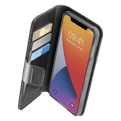 iPhone 12 mini CELLULARLINE BOOK AGENDA tok álló, bőr hatású FLIP, RFID, FEKETE