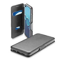 Huawei P40 CELLULARLINE BOOK CLUTCH tok álló, bőr hatású FLIP, kártyazseb funkció, FEKETE