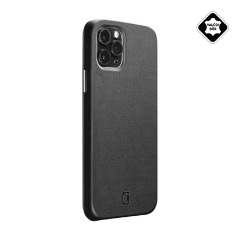 iPhone 12 Pro Max CELLULARLINE ELITE műanyag telefonvédő mikrofiber belső, valódi bőr hátlap, FEKETE
