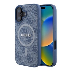 iPhone 16 5G GUESS 4G RING CLASSIC LOGO szilikon telefonvédő ütésállóság, MagSafe, VILÁGOSKÉK
