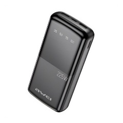 AWEI P13K vésztöltő 2 USB+Type-C aljzat 20000mAh, LED kijelző, FEKETE