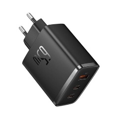 BASEUS OS-CUBE PRO hálózati töltő USB+2 Type-C aljzat 65W, PD gyorstöltő 3.0, FEKETE
