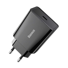 BASEUS SPEED MINI hálózati töltő Type-C aljzat 20W, PD gyorstöltő, FEKETE
