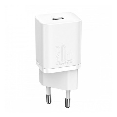 BASEUS SUPER SI hálózati töltő Type-C aljzat 20W, PD gyorstöltő, FEHÉR