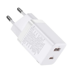 BASEUS SUPER SI PRO hálózati töltő USB+Type-C aljzat 30W, PD gyorstöltő 3.0, FEHÉR