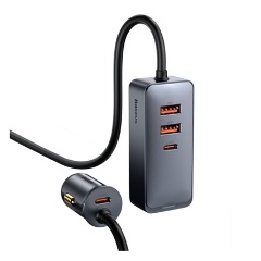 BASEUS szivargyújtó adapter elosztó, 150cm, SZÜRKE
