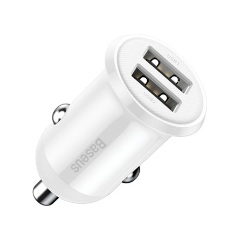 BASEUS GRAIN PRO autós töltő 2 USB aljzat 24W, gyorstöltő, FEHÉR
