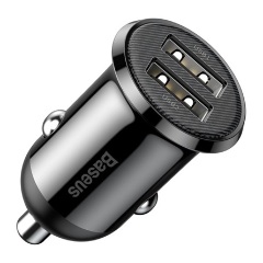 BASEUS GRAIN PRO autós töltő 2 USB aljzat 24W, gyorstöltő, FEKETE