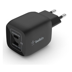 BELKIN hálózati töltő 2 Type-C aljzat 45W, PD gyorstöltő, FEKETE