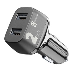 CELLULARLINE autós töltő 2 USB aljzat 2x12W, gyorstöltő, FEKETE
