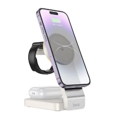 iPhone 8 4.7 HOCO CQ3 asztali töltőállvány 3in1 15W, Apple Watch töltő, FEHÉR