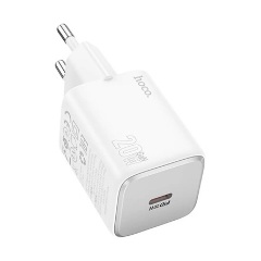 HOCO SPINNER hálózati töltő Type-C aljzat 20W, PD gyorstöltő 3.0, FEHÉR