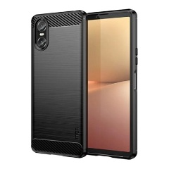Sony Xperia 10 VI 5G MOFI szilikon telefonvédő ütésállóság, karbon minta, FEKETE