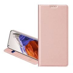 Samsung A55 5G DUX DUCIS SKIN PRO tok álló, bőr hatású FLIP, asztali tartó, ROZÉARANY