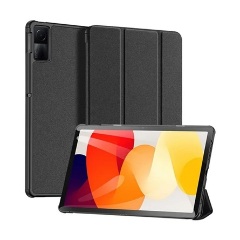 Redmi Pad SE DUX DUCIS DOMO tok álló, bőr hatású aktív, textil minta, FEKETE