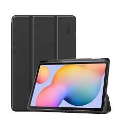 Samsung Tab S6 Lite 10.4 LTE ENKAY tok álló, bőr hatású aktív FLIP, ceruza tartó, FEKETE